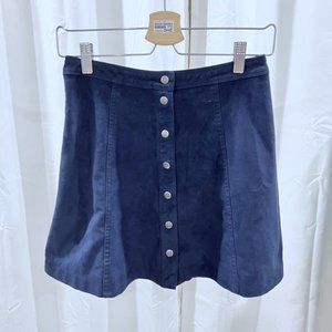 Abercrombie & Fitch Metal Button Faux Suede Navy Blue Skirt